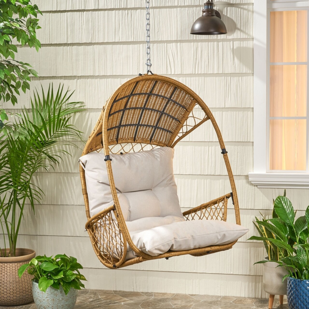 Wicker swing chair sales indoor